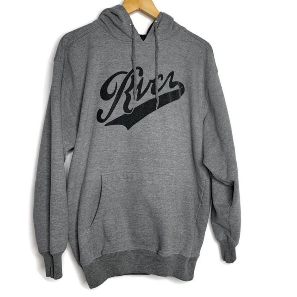 RVCA Grey, Black Logo Pull Over Hoodie Sweater